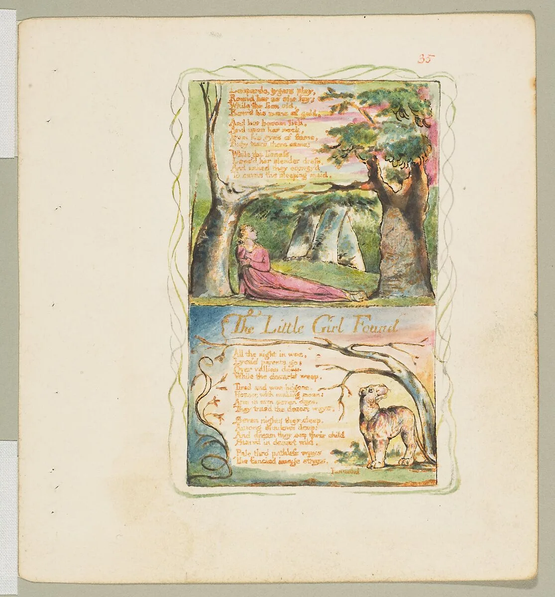 Songs of Experience: The Little Girl Lost (second plate); The Little Girl Found — William Blake