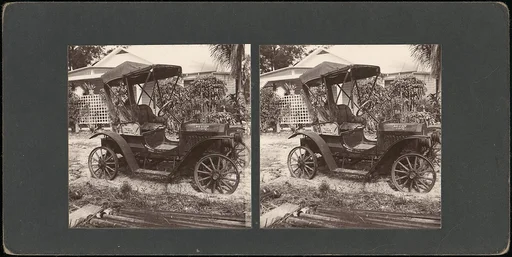 [Pair of Stereograph Views of Early Automobiles]
