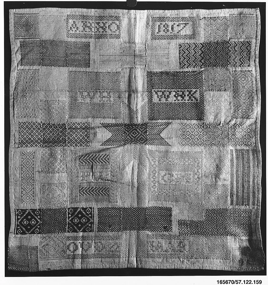 Embroidered darning sampler — Unknown