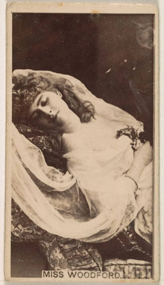 Miss Woodford, from the Actresses series (N245) issued by Kinney Brothers to promote Sweet Caporal Cigarettes — Kinney Brothers Tobacco Company