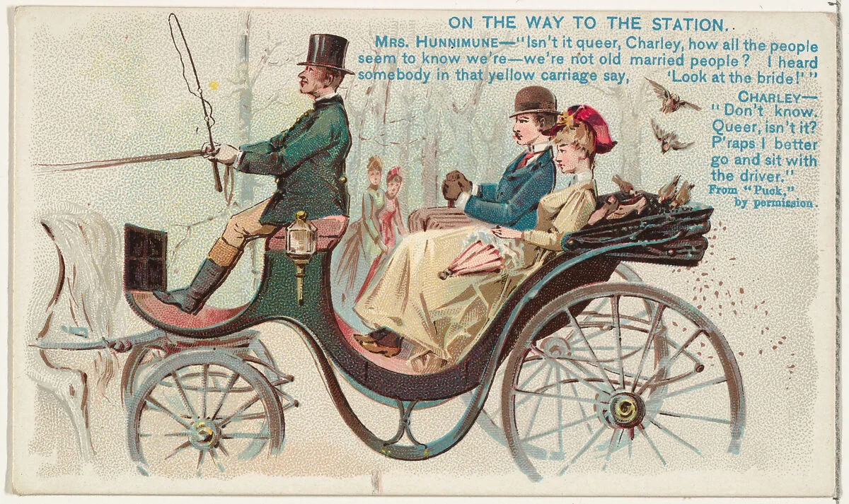 On the Way to the Station, from the Snapshots from "Puck" series (N128) issued by Duke Sons & Co. to promote Honest Long Cut Tobacco — Knapp & Company|W. Duke, Sons & Co.