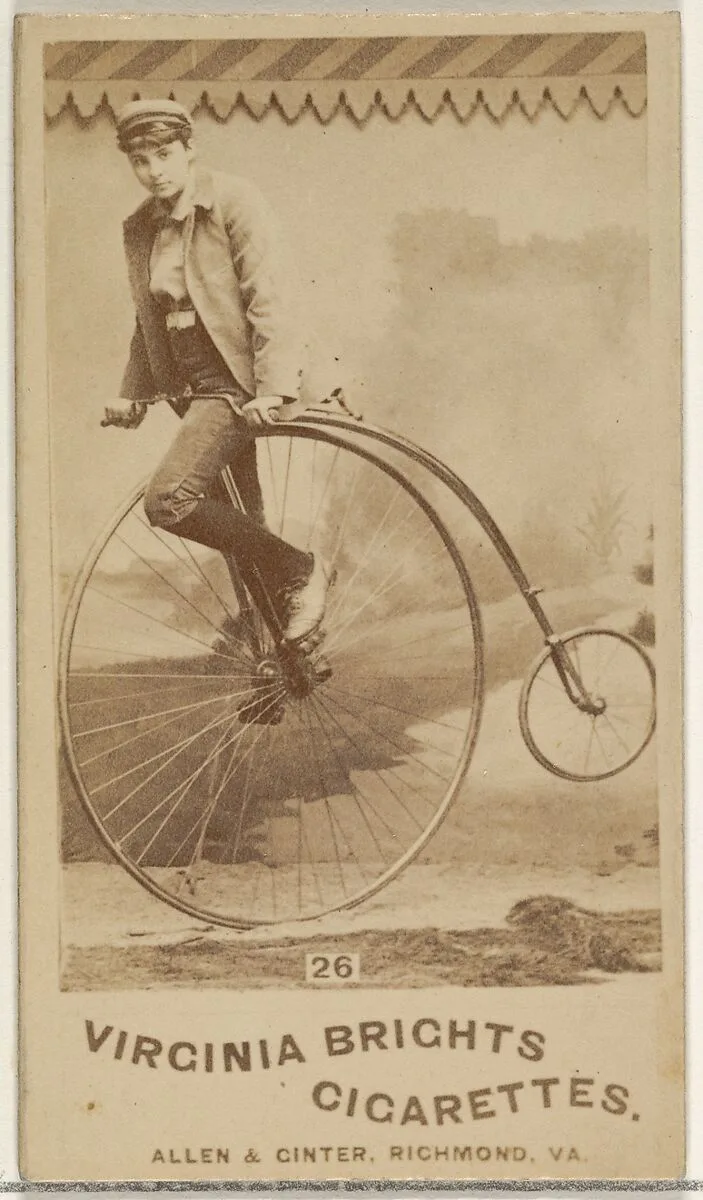 Card 26, from the Girl Cyclists series (N49) for Virginia Brights Cigarettes — Allen & Ginter