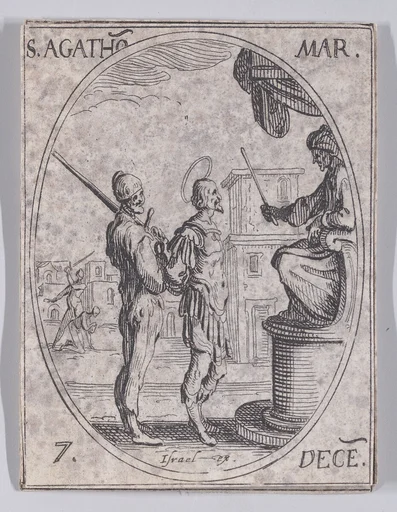 St. Agathon, Martyr, December 7th, from "Les Images De Tous Les Saincts et Saintes de L'Année" (Images of All of the Saints and Religious Events of the Year)