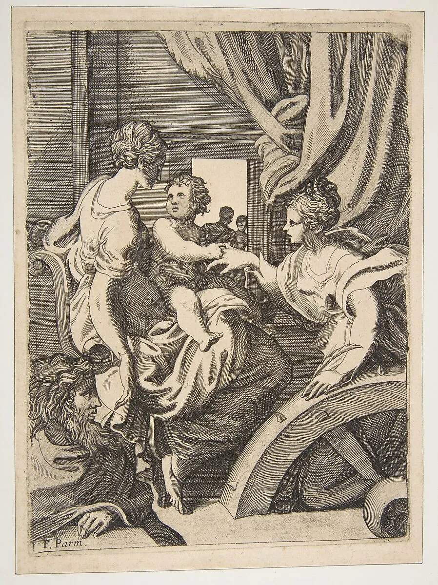 The mystic marriage of Saint Catherine — Anonymous, Italian, 16th century|Giulio Bonasone|Parmigianino (Girolamo Francesco Maria Mazzola)