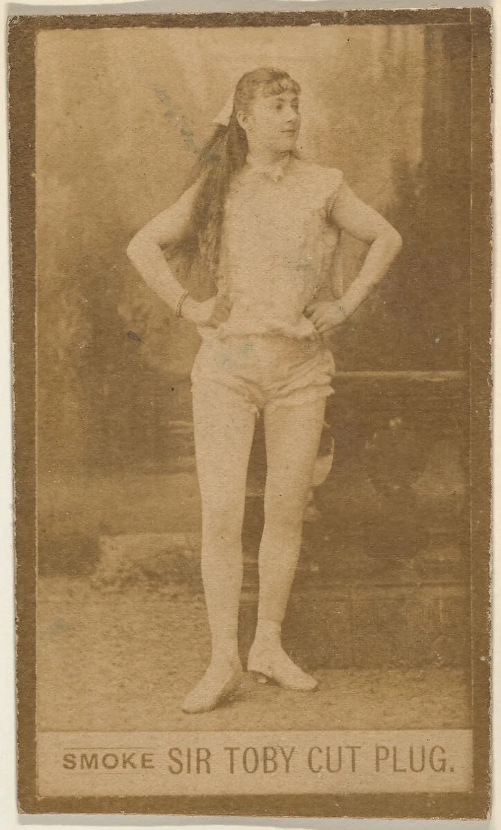 Actress standing with hands on hips, from the series Actresses (N673), promoting Sir Toby Cut Plug — Unknown