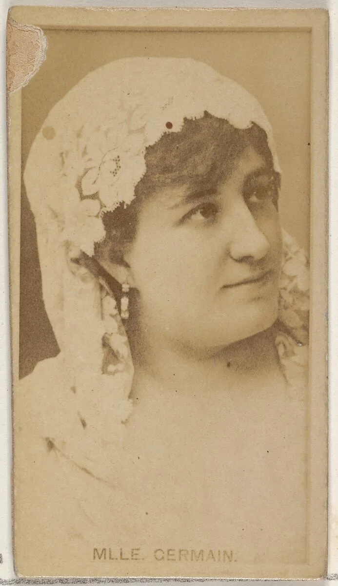 Mlle. Germain, from the Actors and Actresses series (N45, Type 8) for Virginia Brights Cigarettes — Allen & Ginter