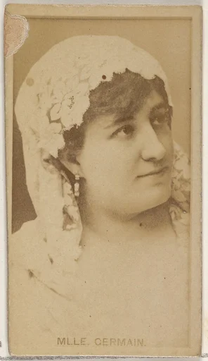 Mlle. Germain, from the Actors and Actresses series (N45, Type 8) for Virginia Brights Cigarettes