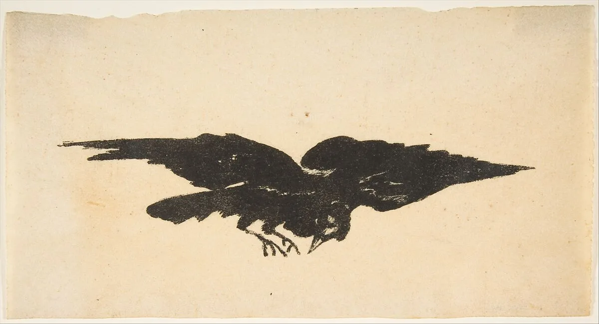 The Flying Raven, Ex Libris for The Raven by Edgar Allan Poe — Edouard Manet|Edgar Allan Poe|Stéphane Mallarmé