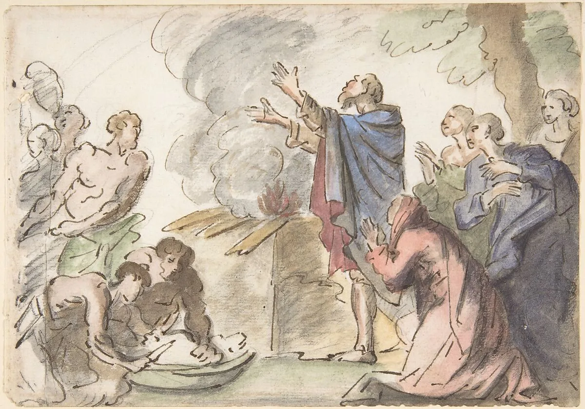 Sacrifice of Noah (?) — Giovanni Larciani ("Master of the Kress Landscapes")