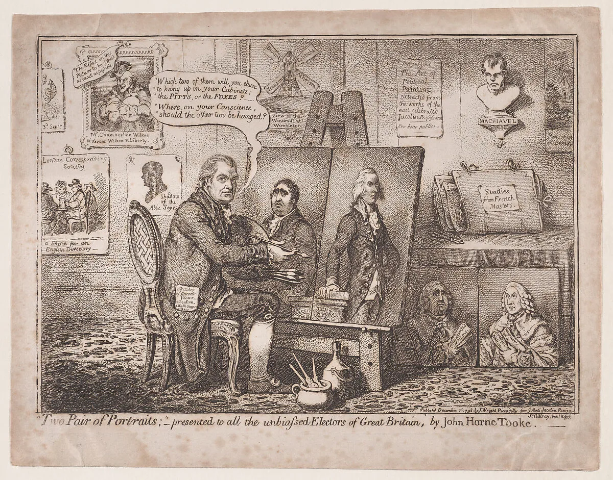 "Two Pair of Portraits" presented to all the unbiased Electors of Great Britain" by John Horne Tooke — James Gillray|J. Wright