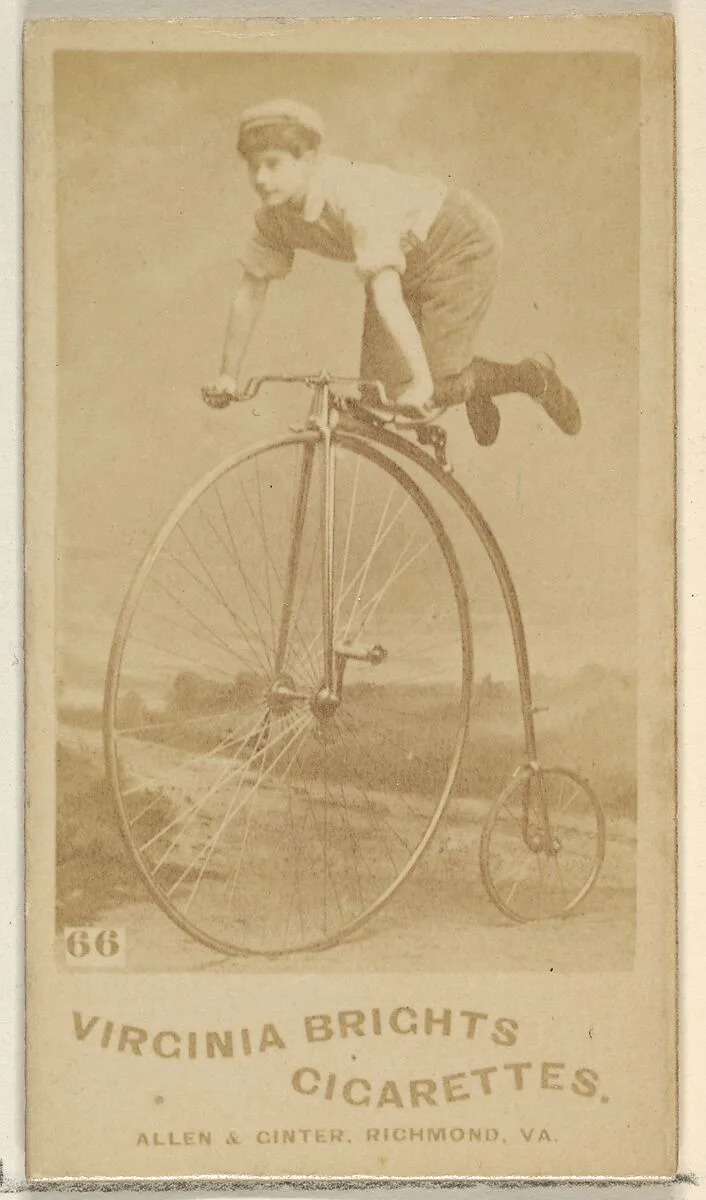 Card 66, from the Girl Cyclists series (N49) for Virginia Brights Cigarettes — Allen & Ginter