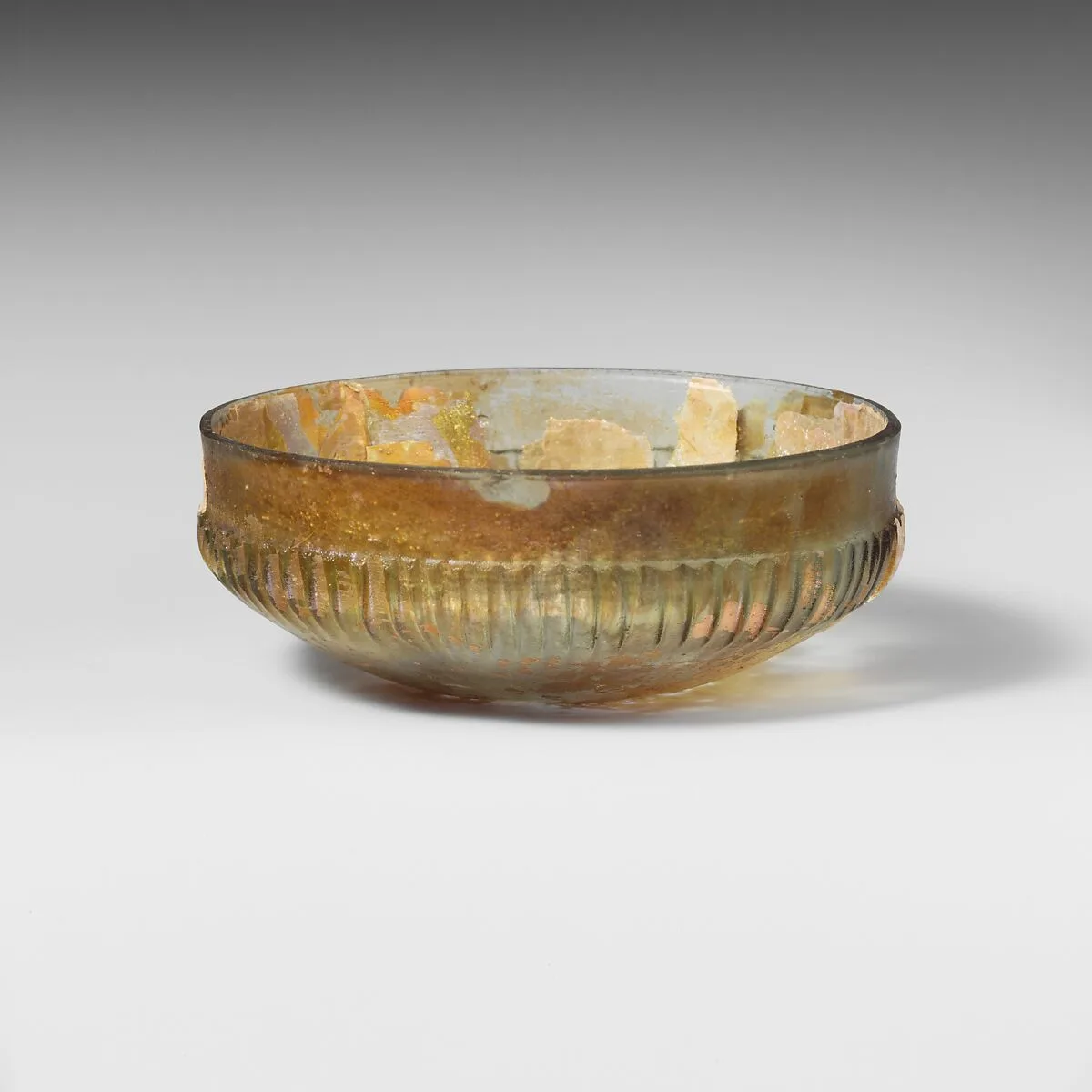 Glass ribbed bowl — Unknown