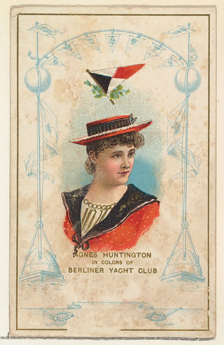 Agnes Huntington in Colors of the Berliner Yach Club, from the Yacht Colors of the World series (N140) issued by Duke Sons & Co. to promote Honest Long Cut Tobacco — W. Duke, Sons & Co.