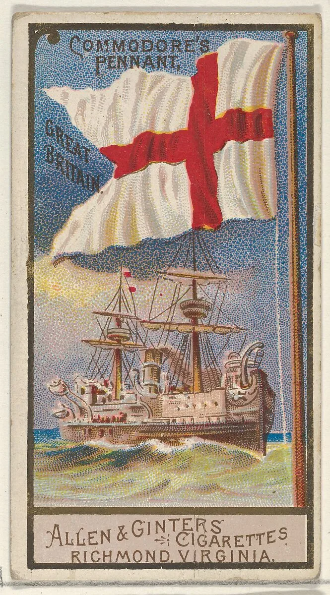 Commodore's Pennant, Great Britain, from the Naval Flags series (N17) for Allen & Ginter Cigarettes Brands — Allen & Ginter