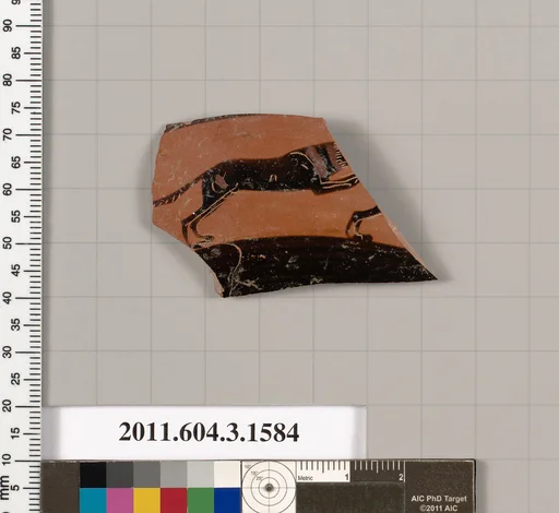 Terracotta fragment of a kylix: Band cup (drinking cup)