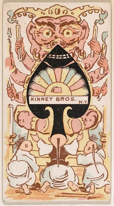 Ace of Spades, from Harlequin Cards, 2nd Series (N220) issued by Kinney Bros. — Kinney Brothers Tobacco Company