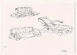 Three Concept Sketches for Experimental Edges Furniture (Seating Elements) — Frank Gehry