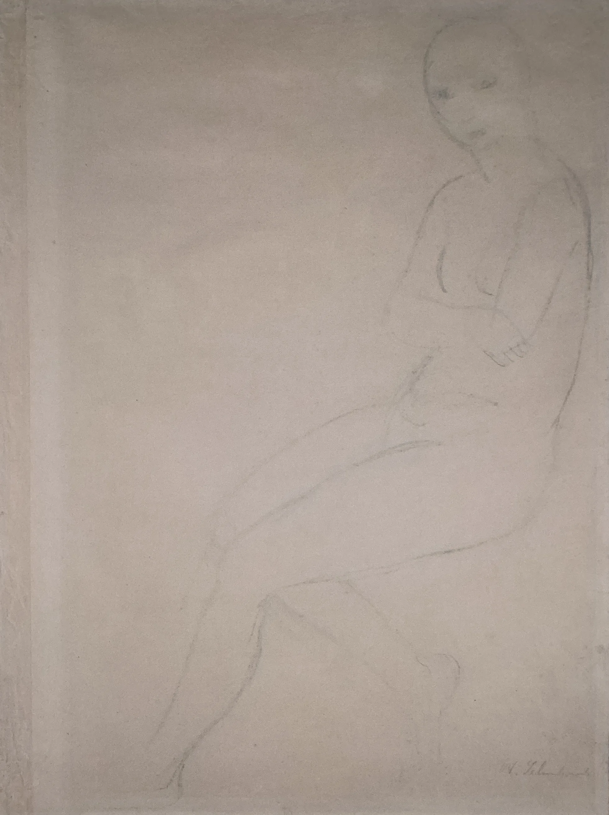 Seated Nude Model, Facing Left — Wilhelm Lehmbruck