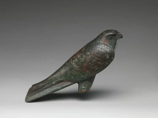 Falcon statue serving as a sarcophagus for a sacred animal