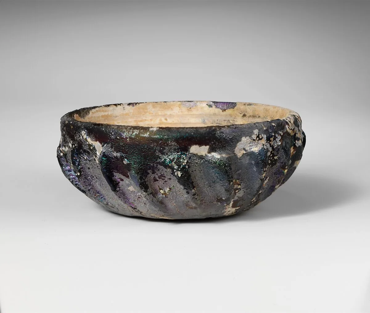 Glass ribbed bowl — Unknown