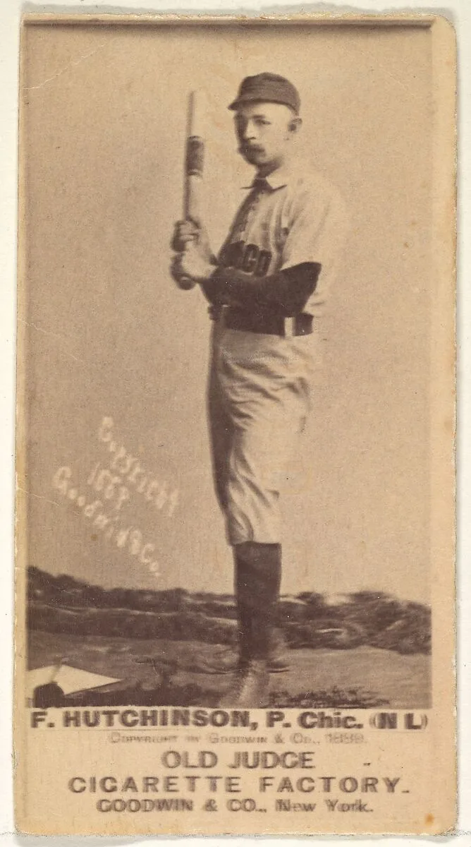 F. Hutchinson, Pitcher, Chicago, from the Old Judge series (N172) for Old Judge Cigarettes — Goodwin & Company