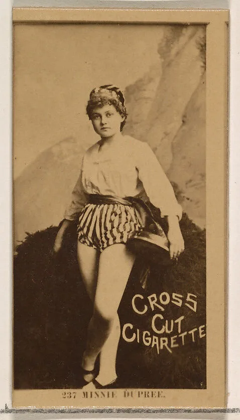 Card Number 237, Minnie Dupree, from the Actors and Actresses series (N145-2) issued by Duke Sons & Co. to promote Cross Cut Cigarettes — W. Duke, Sons & Co.