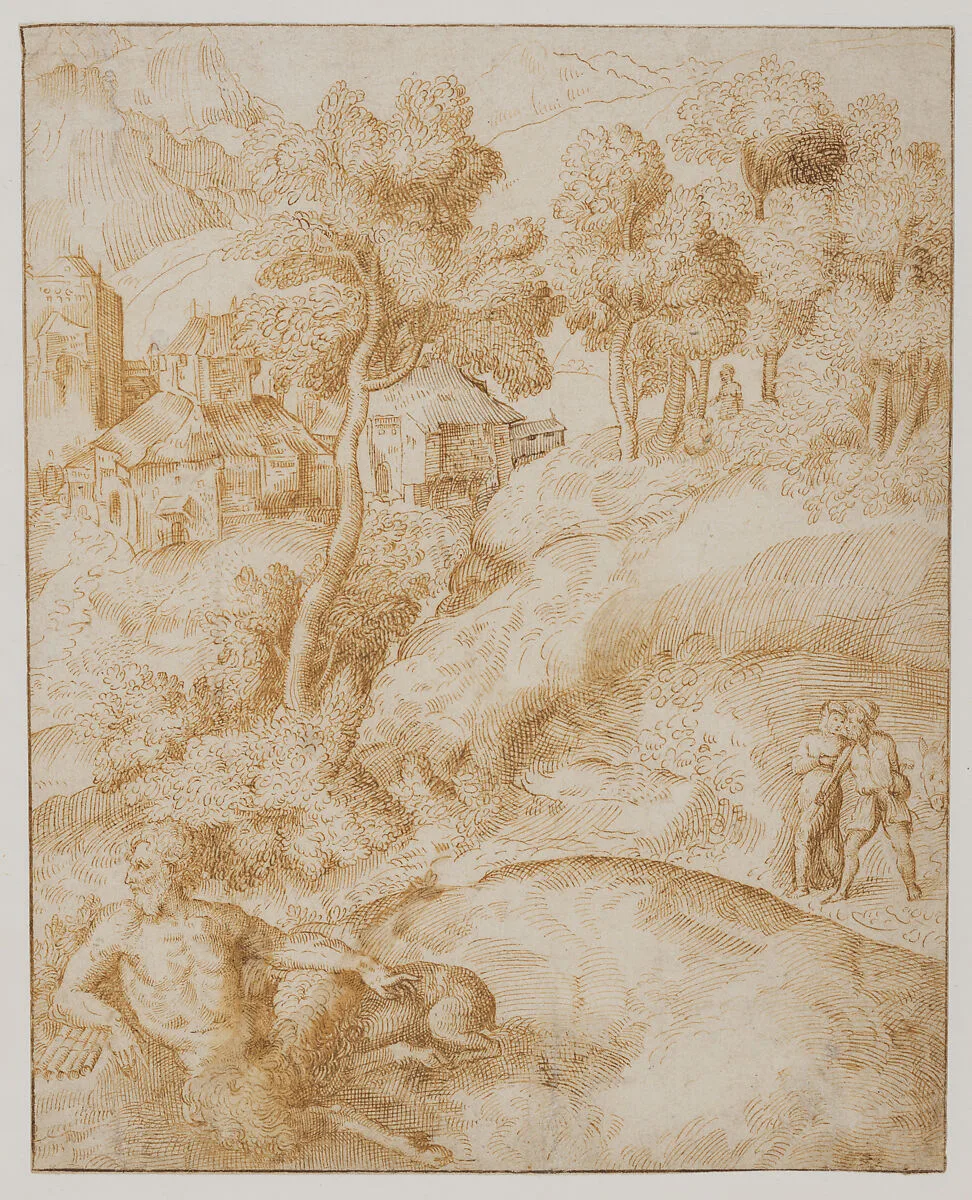 Landscape with a Satyr — Domenico Campagnola