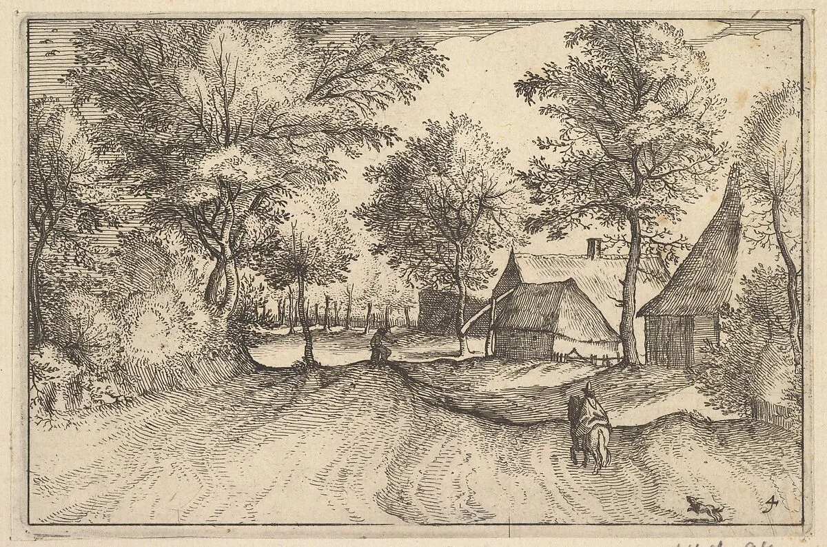 Village Road, plate 4 from "Regiunculae et Villae Aliquot Ducatus Brabantiae" — The Master of the Small Landscapes|Claes Jansz. Visscher|Claes Jansz. Visscher