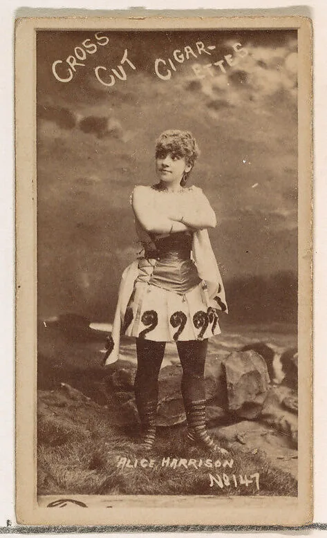 Card Number 147, Alice Harrison, from the Actors and Actresses series (N145-1) issued by Duke Sons & Co. to promote Cross Cut Cigarettes — W. Duke, Sons & Co.