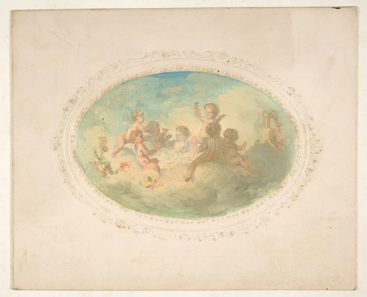 Winged putti at a banquet — Jules-Edmond-Charles Lachaise|Eugène-Pierre Gourdet