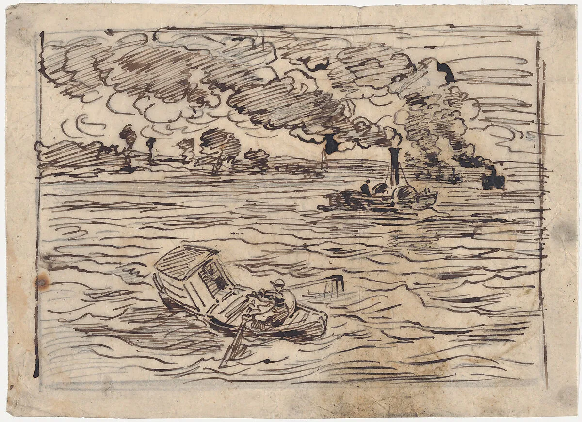 The Steamboats or Watch Out for the Steamers — Charles-François Daubigny