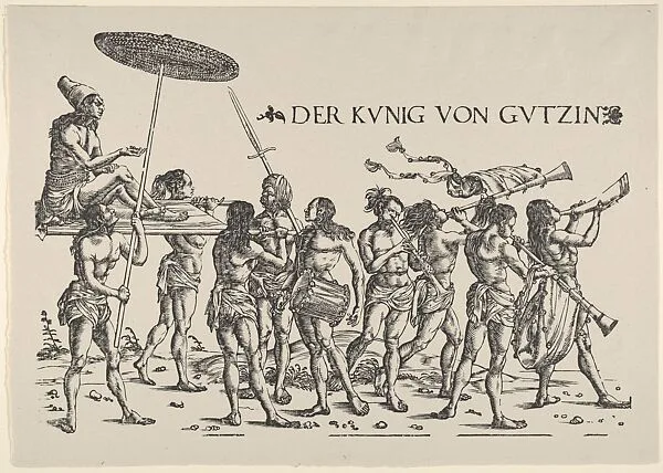 Right Side of King Cochin, from Set of Exotic Races, in Holzschnitte alter Meister gedruckt von den Originalstöcken der Sammlung Derschau im besitz des Staatlichen Kupferstich-kabinetts zu Berlin — Hans Burgkmair|Max J. Friedländer|Kupferstichkabinett, Staatliche Museen zu Berlin|E. A. Seemann
