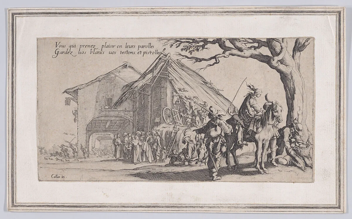 Copy of La Halte des Bohémiens: Les Diseuses de Bonne Aventure (The Gypsy Stopover: The Fortune Tellers), from Le Bohémiens, série appelée aussi Les Égyptiens, La Marche des Bohémiens, La Vie Errante des Bohémiens, Les Marches Égyptiennes (The Gypsies, series also called The Egyptians, The Gypsy Troops, The Wandering Lives of Gypsies, The Egyptian Troops) — Jacques Callot|Anonymous