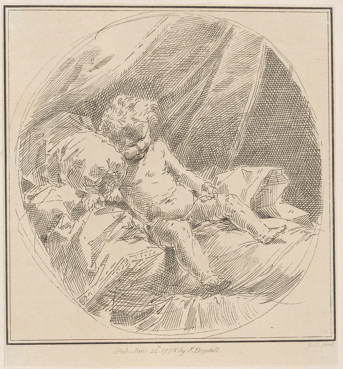 Putto reclining on a bed — John Boydell|Giuseppe Canale