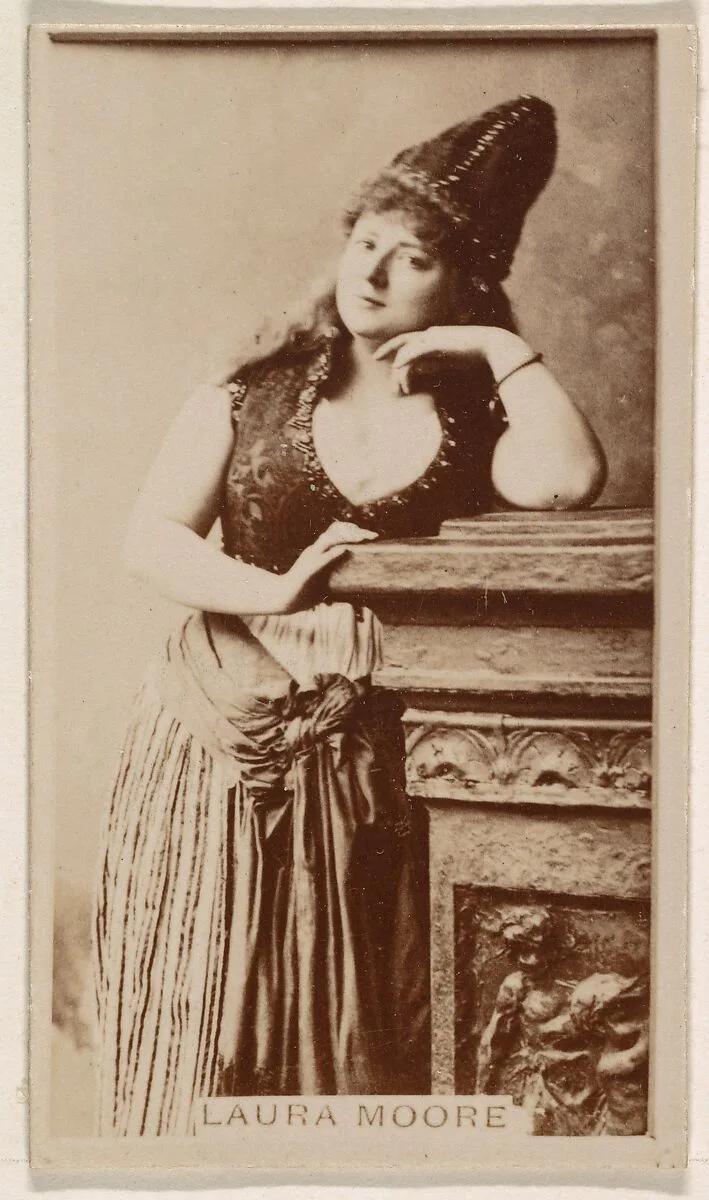 Laura Moore, from the Actresses series (N245) issued by Kinney Brothers to promote Sweet Caporal Cigarettes — Kinney Brothers Tobacco Company