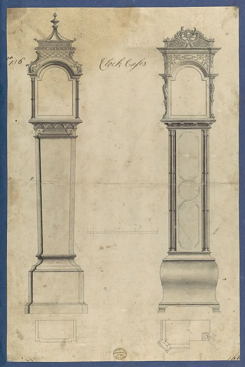 Clock Cases, in Chippendale Drawings, Vol. I — Thomas Chippendale