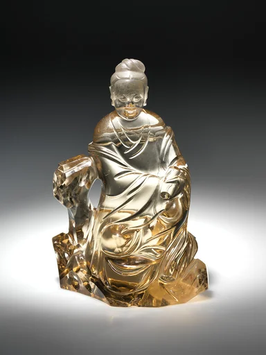 清 煙晶觀音坐像|Bodhisattva Guanyin seated on a rock