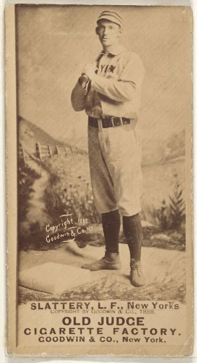 Michael J. Slattery, Left Field, New York, from the Old Judge series (N172) for Old Judge Cigarettes — Goodwin & Company