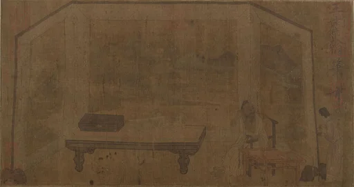 宋/明?　佚名　仿王齊翰　挑耳圖　卷|Library Scene