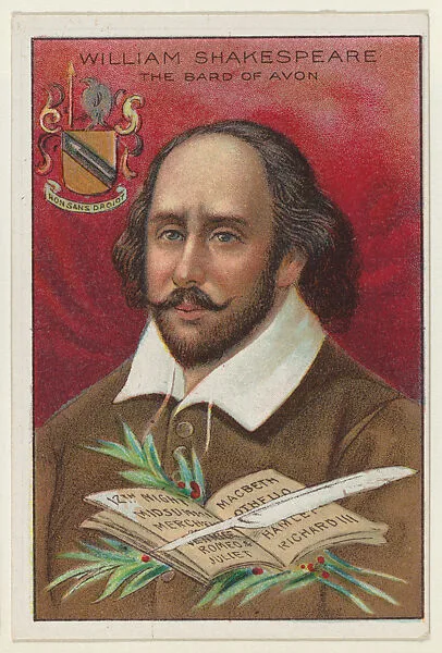 William Shakespeare, The Bard of Avon, from the "Heroes of History" series (T68), issued with Miners Extra Smoking Tobacco, Natural Leaf Scrap, and Royal Bengals Little Cigars — Royal Bengals Little Cigars|William Shakespeare