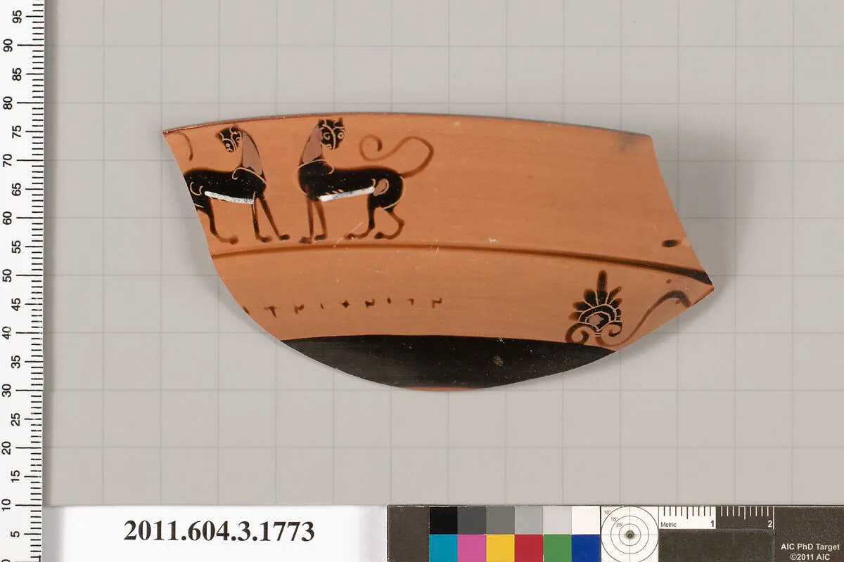 Terracotta rim fragment of a kylix: Lip cup (drinking cup) — Unknown