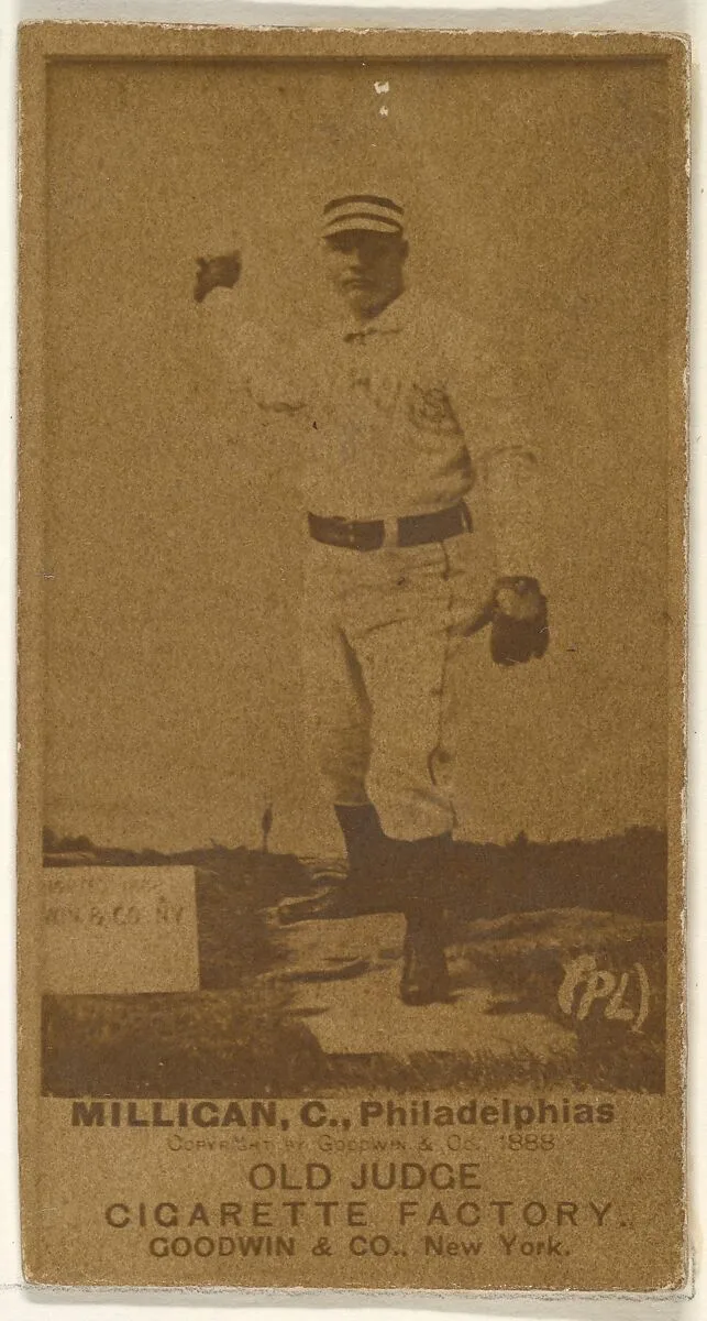 John "Jocko" Milligan, Catcher, Philadelphia, from the Old Judge series (N172) for Old Judge Cigarettes — Goodwin & Company
