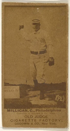 John "Jocko" Milligan, Catcher, Philadelphia, from the Old Judge series (N172) for Old Judge Cigarettes