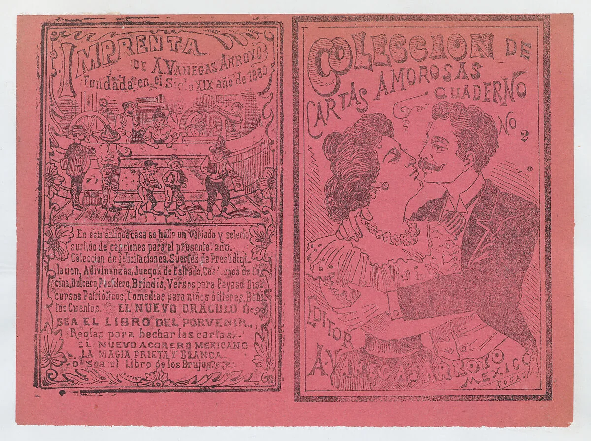 Cover for 'Coleccion de Cartas Amorosas Cuaderno No. 2', a couple embracing — Antonio Vanegas Arroyo|José Guadalupe Posada