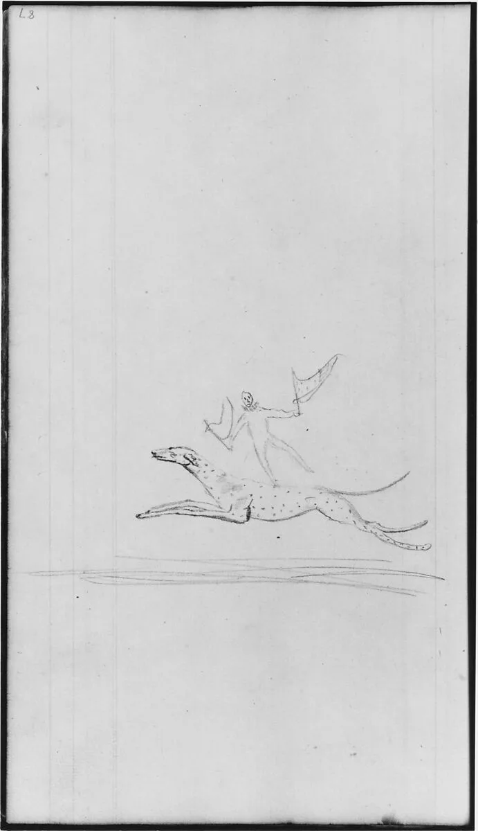 Boy with Greyhound Dog (from Sketchbook) — John William Casilear