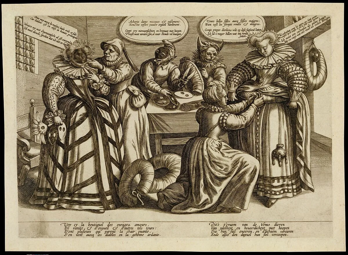 The Vanity of Women: Masks and Bustles — Maerten de Vos