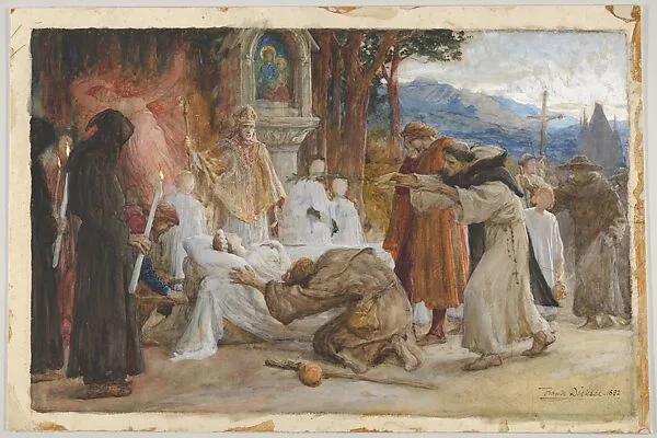 The Redemption of Tannhäuser (recto); Figure sketches (verso) — Sir Frank Dicksee