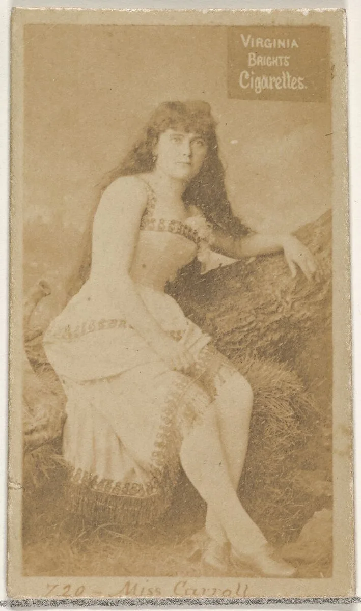 Card 720, Miss Carroll, from the Actors and Actresses series (N45, Type 2) for Virginia Brights Cigarettes — Allen & Ginter