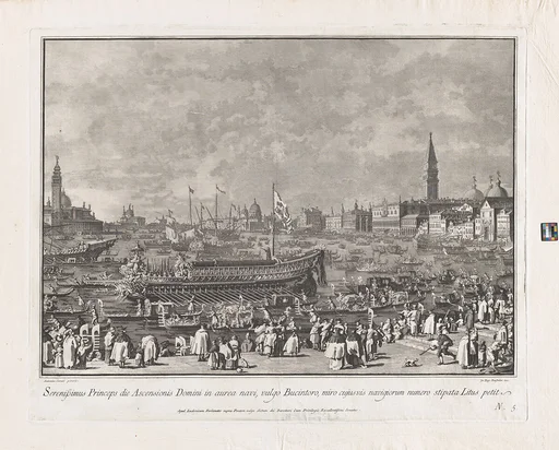 Plate 5: The Doge in the Bucintoro Departing for the Porto di Lido on Ascension Day, from 'Ducal Ceremonies and Festivals' (Le Feste Ducali)