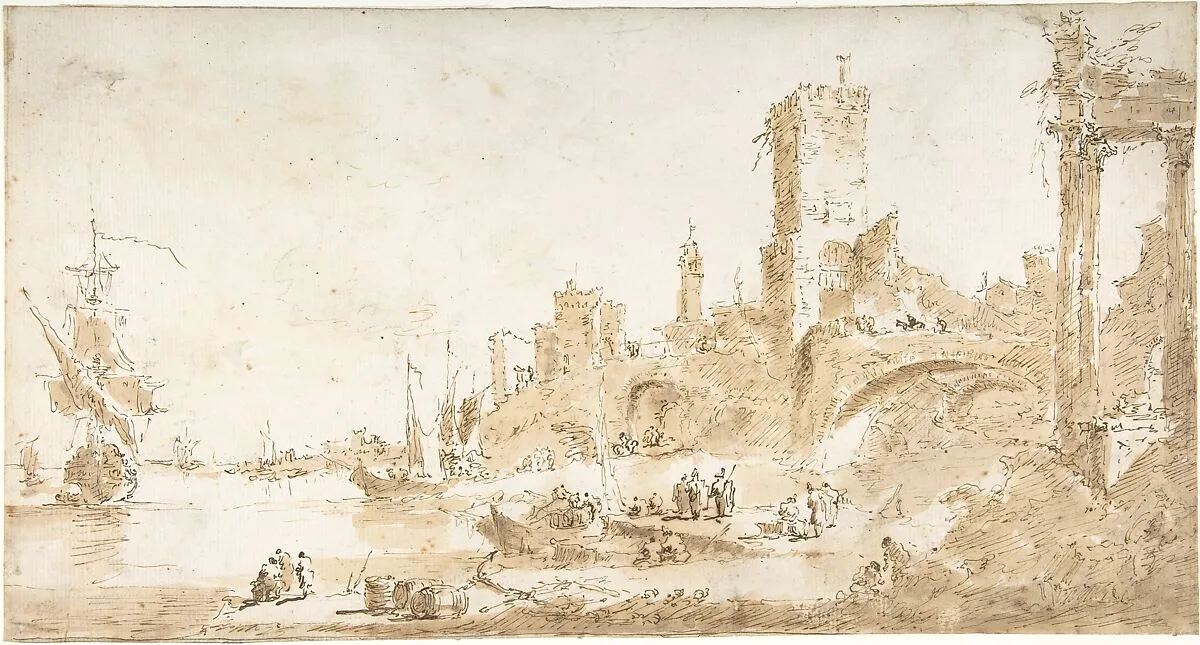 Capriccio with a Seaport and Classical Ruins — Francesco Guardi